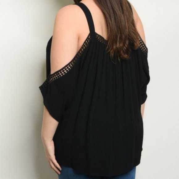 CURVY BLACK COLD SHOULDER TOP - Picture 2 of 2